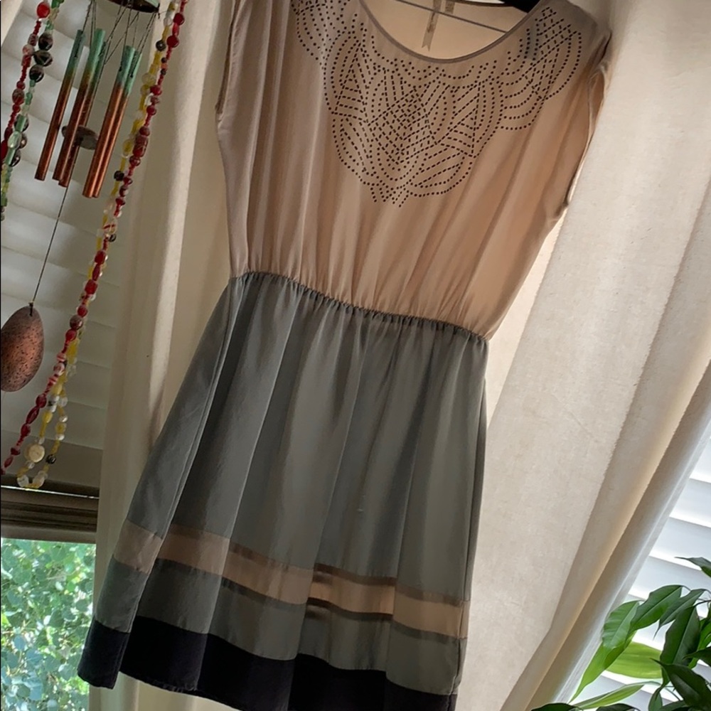 Art Deco embellished front, color block bottom.